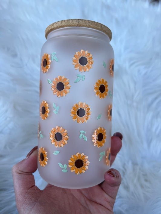 Sunflower Glass Can Cup (16 oz)