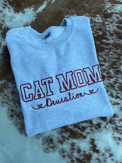 Cat Mom Personalized Embroidered Sweatshirt