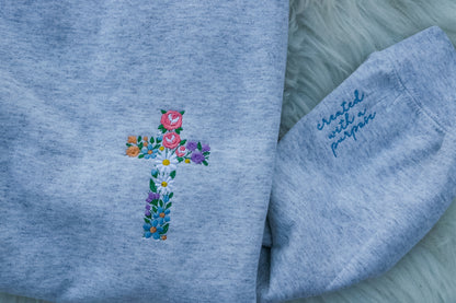 Created With A Purpose Floral Embroidered Sweatshirt