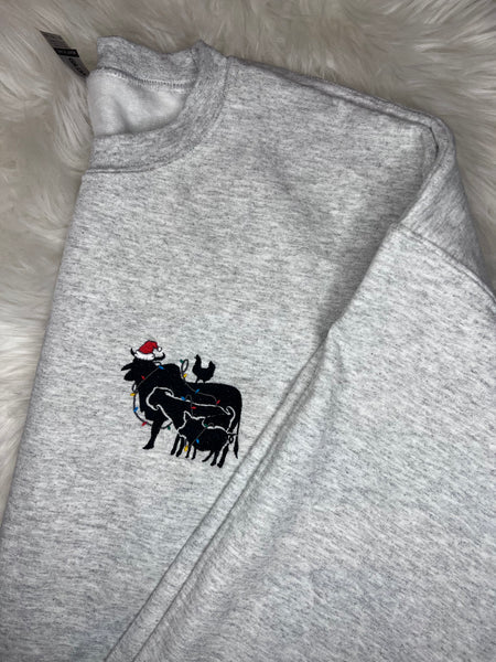 Farm Animal Christmas Embroidered Crewneck