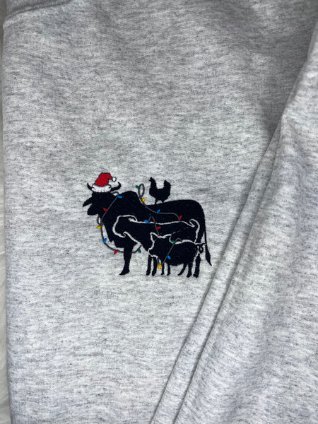 Farm Animal Christmas Embroidered Crewneck