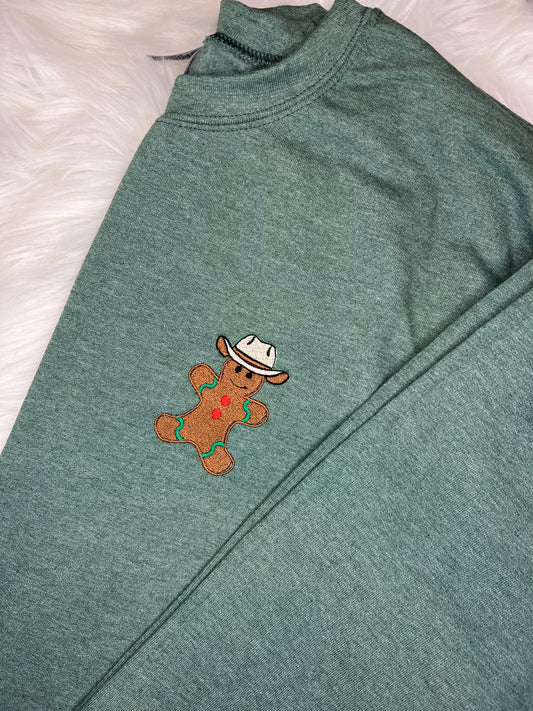 Gingerbread Cowboy Embroidered Crewneck