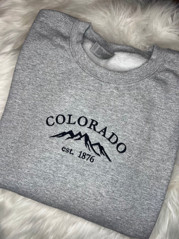 Colorado Mountains Embroidered Crewneck