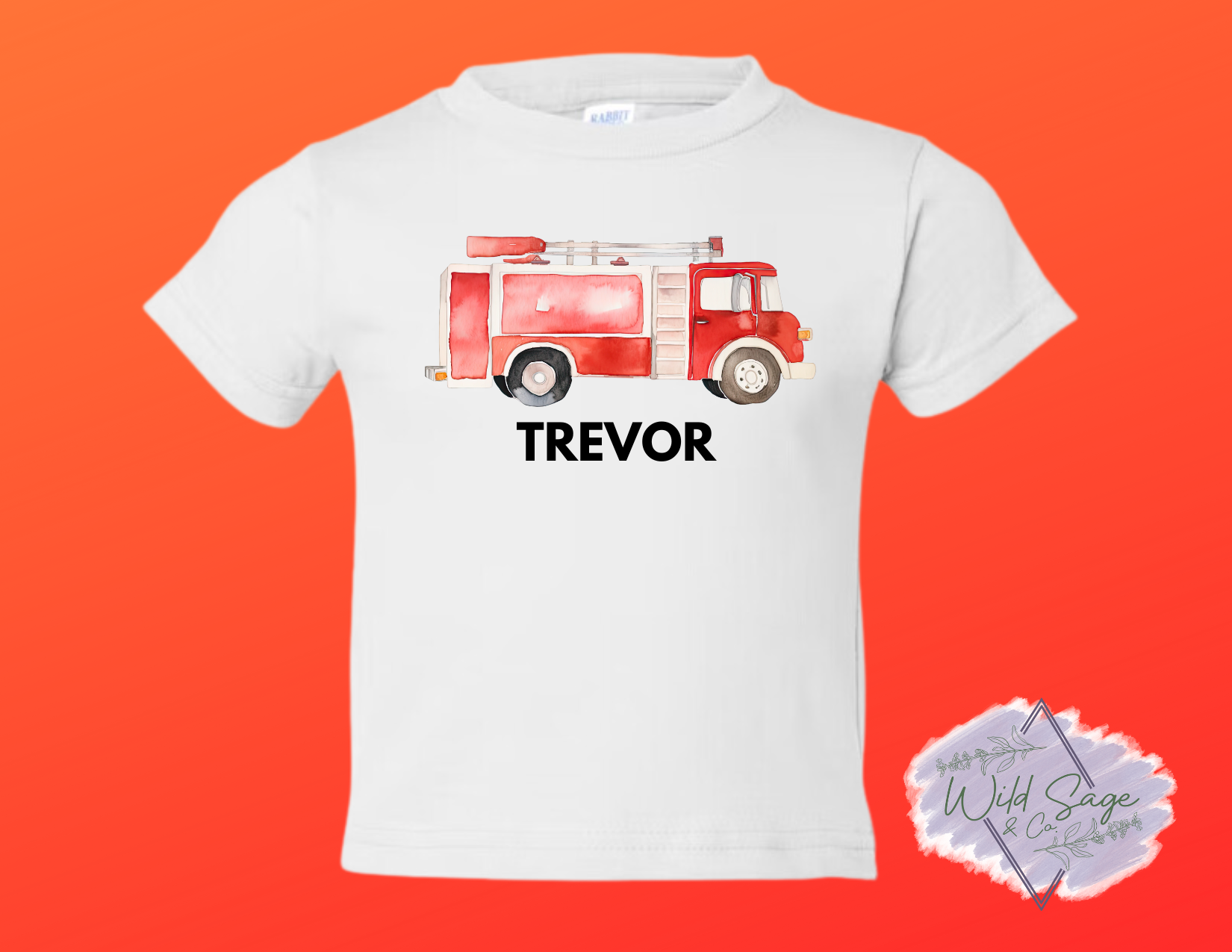 Water Color Fire Engine Shirt | Personalized