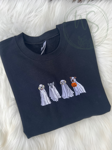 Ghostly Dogs Embroidered Crewneck