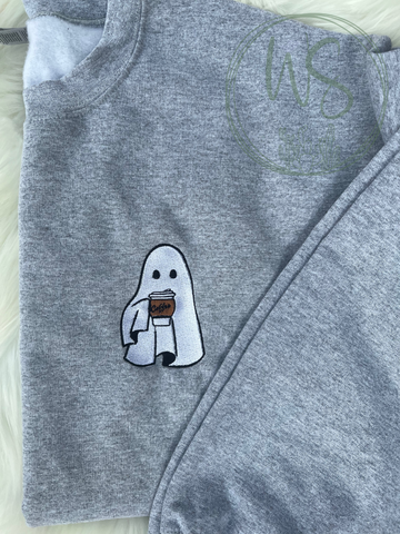 Coffee Ghost Embroidered Crewneck