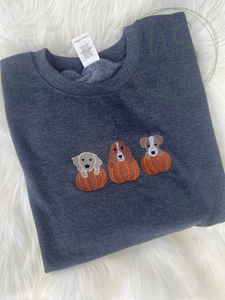 Pumpkin Puppies Embroidered Crewneck