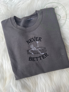 Never Better Skeleton Embroidery