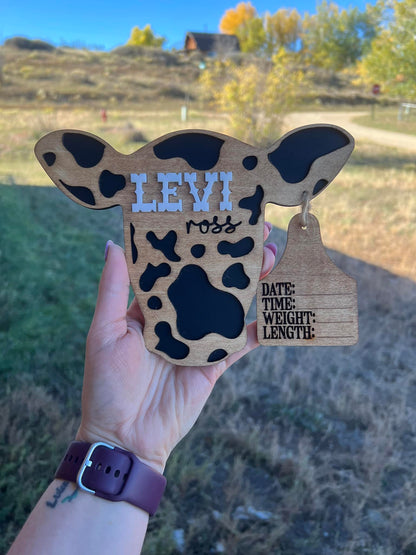 Cow Print Birth Announcement Sign