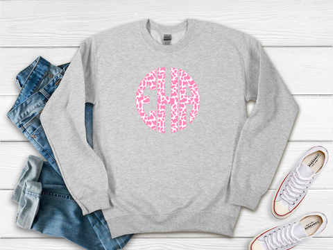 Pink Cow Print Monogram