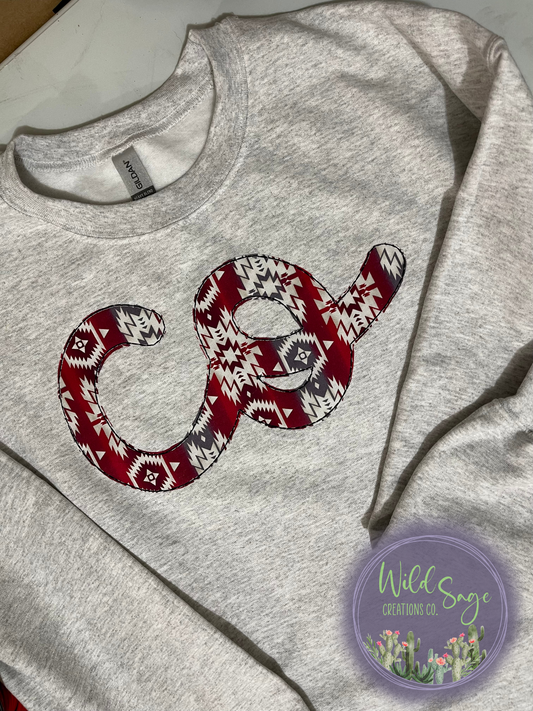 Aztec State Initials Embroidered Crewneck