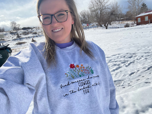 Flowers Embroidered Sweatshirt | Sun To Me Lyrics