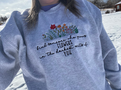 Flowers Embroidered Sweatshirt | Sun To Me Lyrics